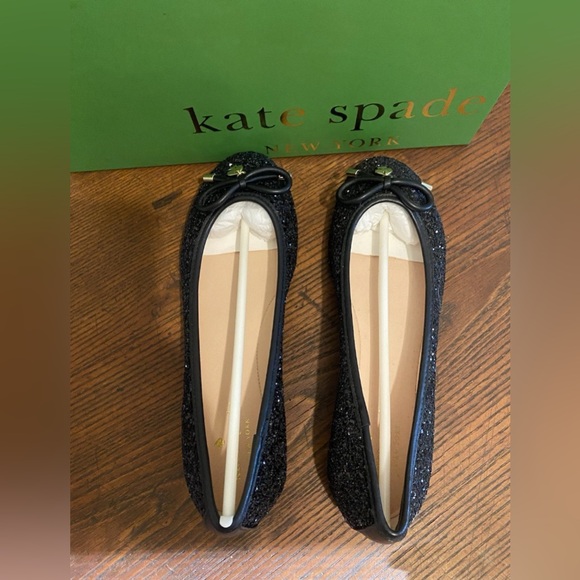 Kate Spade Black Glitter Ballet Flats - Picture 5 of 8